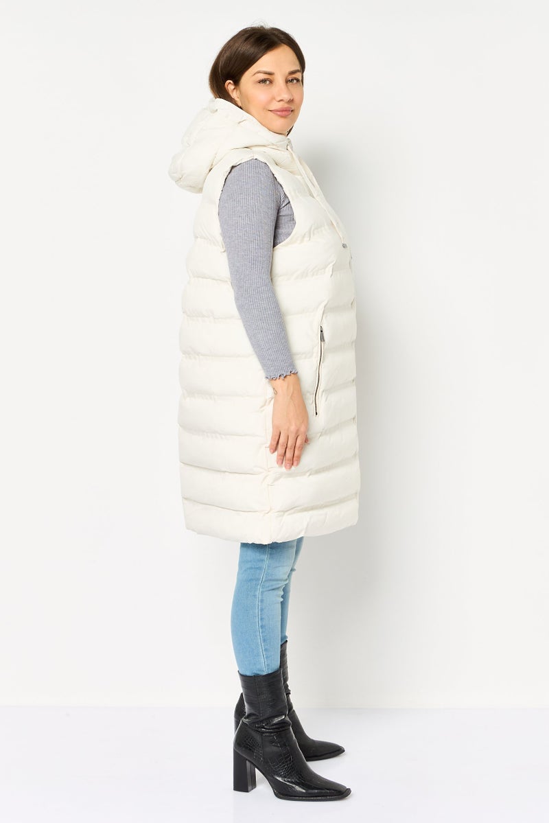 BCBGeneration Women Plain Vest Jacket, Ivory - Image 4